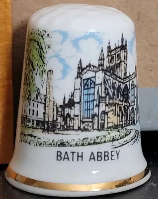 Vintage Souvenir Of Bath Abbey Porcelain Thimball United Kingdom