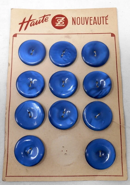Lot De 10 Boutons Vintage Bleus - 2 Tailles (1,4cm Et 1,3cm), Réf. 0860