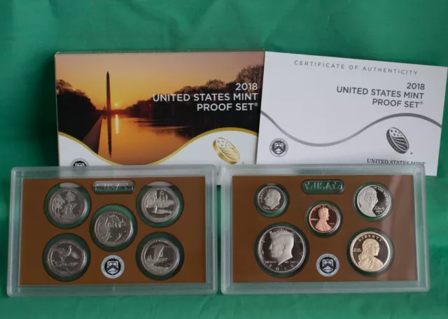 2018 S United States Mint ANNUAL 10 Coin Proof Set Original Box and COA Complete