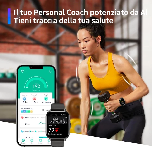 Aycy Smartwatch Uomo Donna, 1, 85'' Orologio Smartwatch Con Effettua Risposta Chiamate