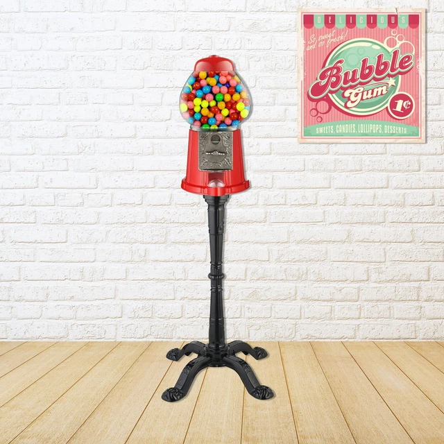 15" Vintage Candy Gumball Machine & Bank with Stand Metal Base Glass Globe