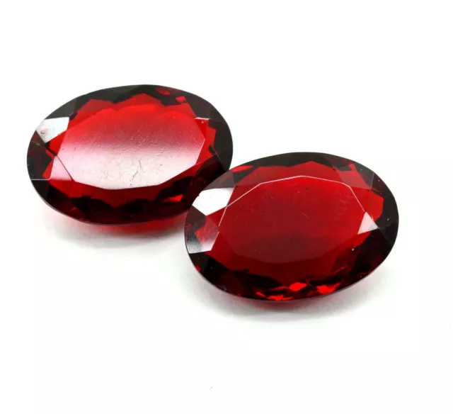 143 Ct 2 Pcs +Certified Natural Brazilian Red Color Topaz Lot Oval Cut Gemstone