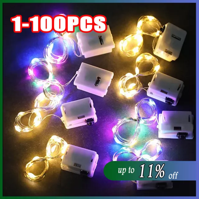 UK 100 Pack 10/20 LED Battery Micro Rice Wire Copper Fairy String Lights Party