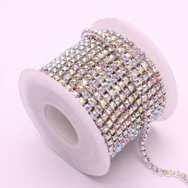 Hot 10 Yards Silver & Gold Crystal AB Rhinestone Chain DIY Sewing Accessories