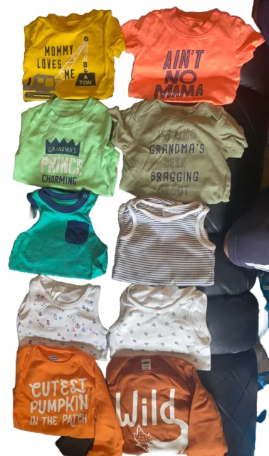 Kids Baby Boys 12m One Piece Snap  10 Piece Lot ,carters H&M Old Navy
