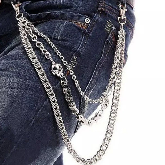 TROUSERS CHAIN PUNK Pants Mens Purse Keychain Jeans for Man Gothic 10.