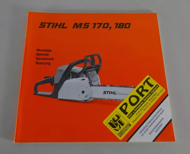 Operating Instructions/Manual Stihl Motorsaw Ms 170/180 Stand 2001