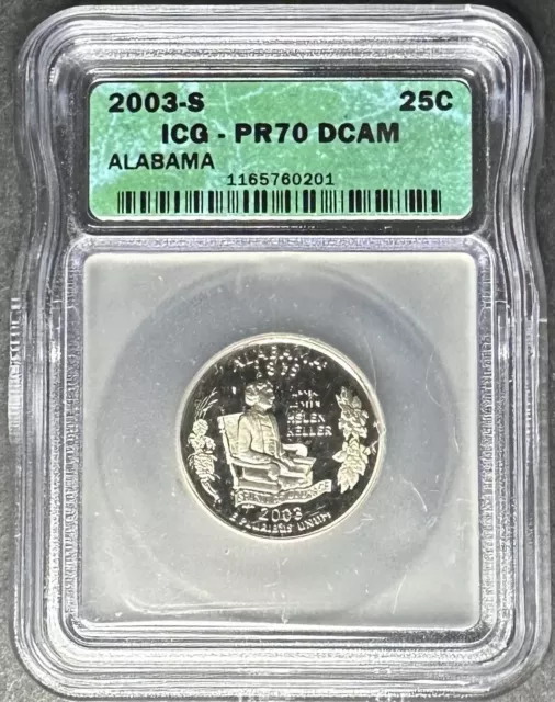 2003-S Proof Alabama Quarter ICG PR-70 DCAM, Buy 3 Items, Get $5 Off!!