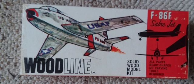 Strombecker Woodlinef86F Sabre Jet Airplane Wood Model Kit New Boxed