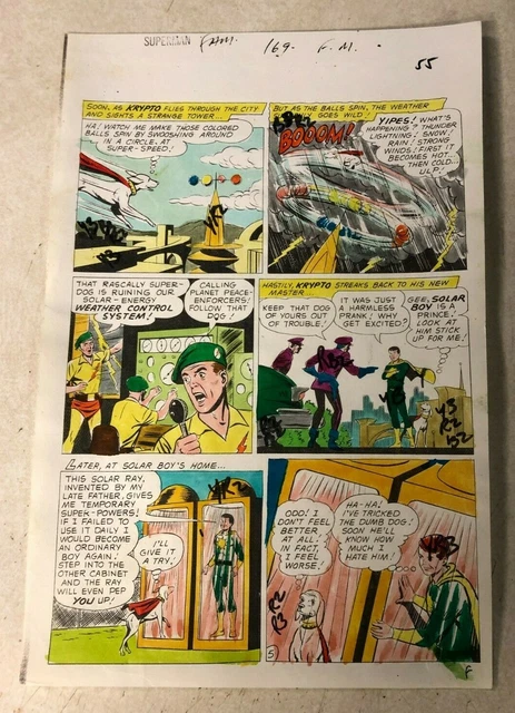 SUPERMAN FAMILY #169 ART original COLOR GUIDE KRYPTO SUPERDOG new master 1975