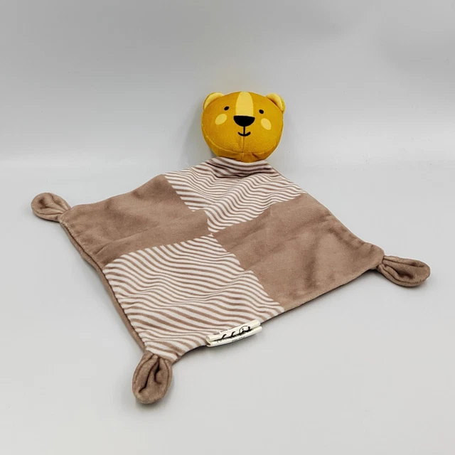 Doudou plat ours jaune beige rayé MES PETITS CAILLOUX CMP - 31331