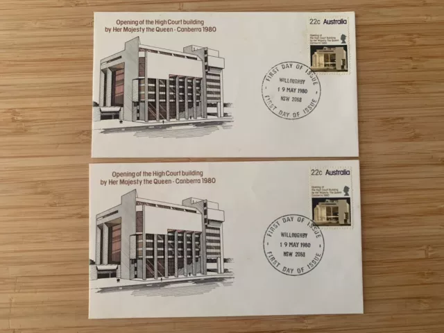 Opening of High Court by the Queen 1980 First Day Cover (Willoughby NSW) x 2