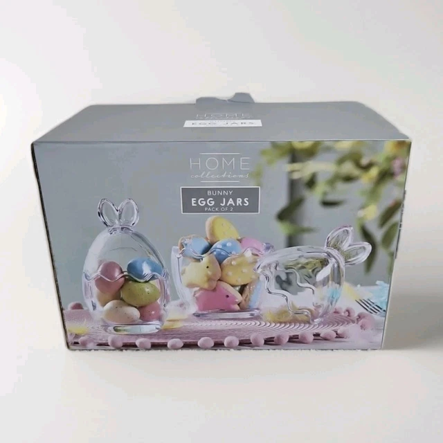 Easter Glass Jars Food Sealing Jars With Alloy Bunny Ear Lid Rabbit Shape Clear Candy Jar For Chocolate Sweets Storage Meal Planning Containers Reusable C