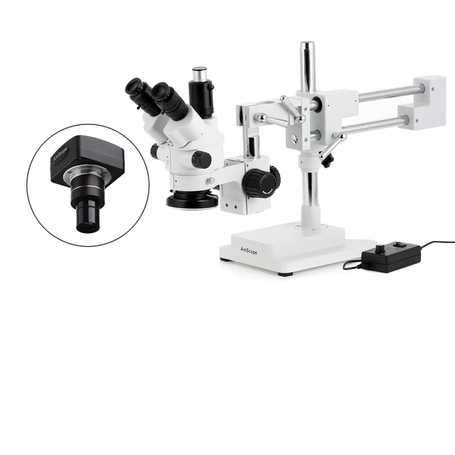 Microscopio Estéreo Amscope 3.5X-180X 144 LED Con Cámara 10MP - BIOWEB