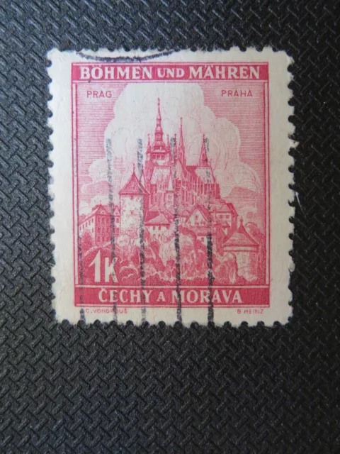 Briefmarke Böhmen und Mähren 1 K Prag Praha gestempelt