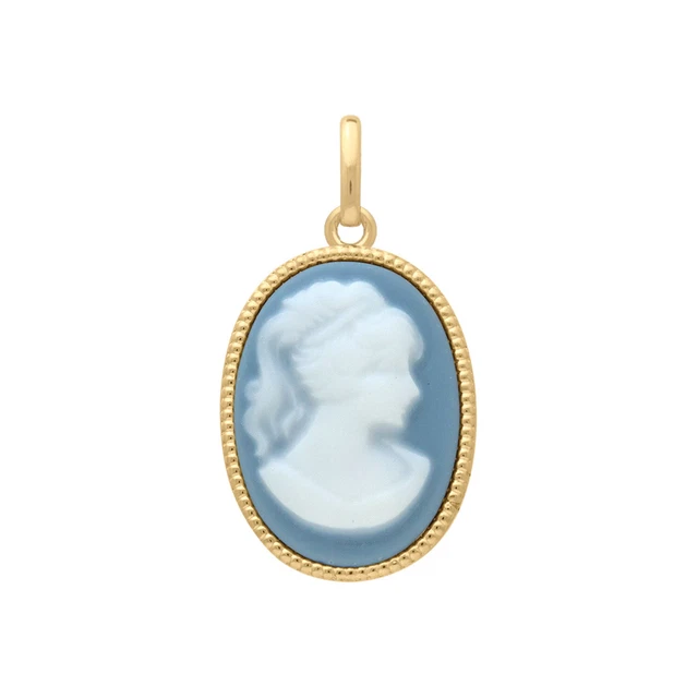 Pendentif Camée En Or Plaqué - Fond Orange - Neuf Avec Étiquettes