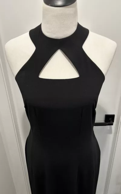 MONDI ESCADA NWOT Black Formal Dress Wool Fitted Halter Maxi Cocktail ...