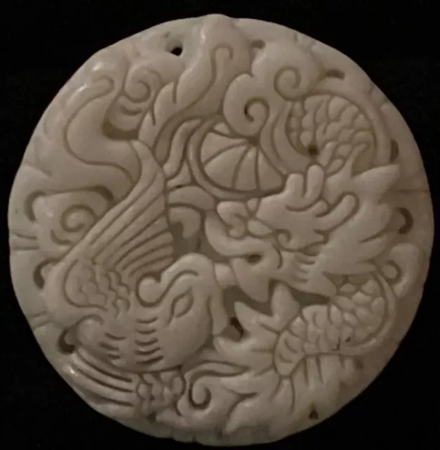 Jade Dragon Pendant Natural Lantian Jade Ball Chinese Fengshui Amulet 25g(J005)