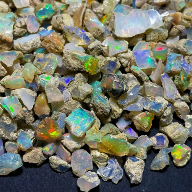 Natural Ethiopian Multi Fire Opal Rough Loose Gemstone Lot 50 CT