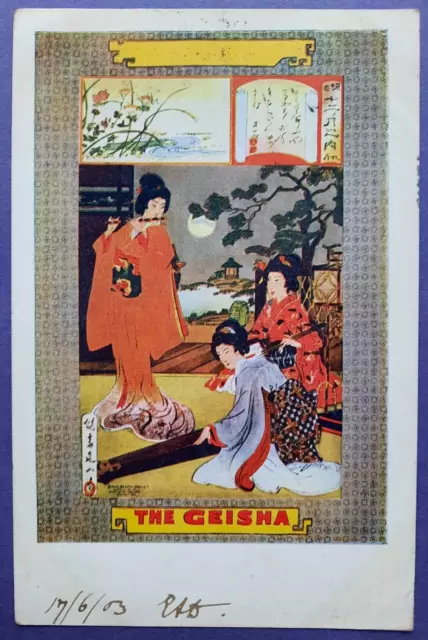 Art Postcard The Geisha, Musicians,Japan.Postmark Nottingham Cancel 1903 D/B