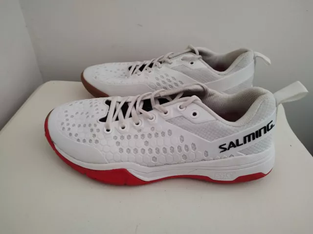 Salming Eagle Men's Squash Court Shoes White Red Trainers EU 40 UK 7