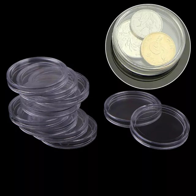 10Pcs 32mm plastic round applied clear cases coin storage capsules holder B D JC