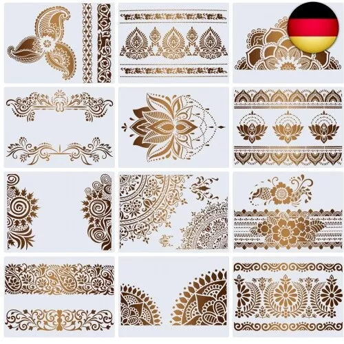 12 Pcs Wiederverwendbar Schablonen Vintage Mandala Schablone Kunsthandwerk