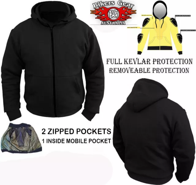 Giacca con cappuccio da moto australiana Biker Gear completamente foderata con DuPont™ KEVLAR®