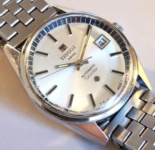 Montre Tissot Automatique Vintage Plaquée Or - Cadran Argenté Années 1960 - Pour Homme - Occasion