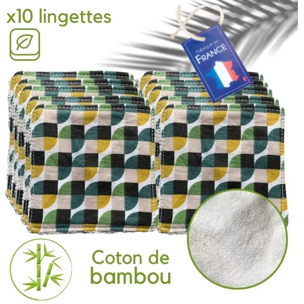 x10 Lingettes Coton de BAMBOU Ultra Doux écologique Lavable Tampon Démaquillant