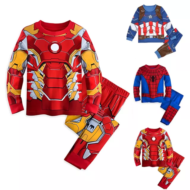 Baby Boys Super Hero SpiderMan Avengers Pyjamas Nightwear Sleepwear Kids Clothes