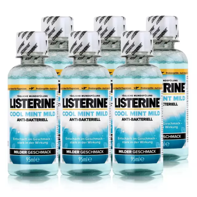 Listerine Cool Mint milder Geschmack 95 ml Mundspülung (6er Pack)