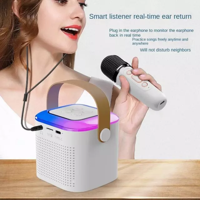 Portable Bluetooth Speaker + Microphone Karaoke Machine, Lights/ St