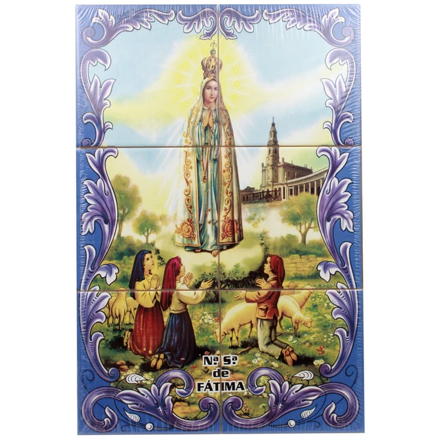Our Lady of Fatima Apparition Portuguese Ceramic Tile Art Wall Panel Mural Decor