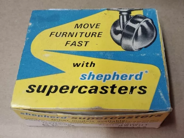 Set OF 4 VINTAGE SHEPHERD SUPERCASTERS BALL SWIVEL FURNITURE Casters In Box 2"