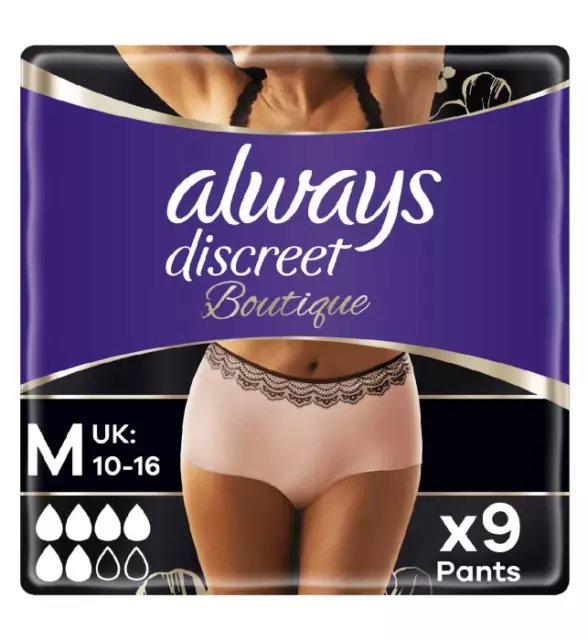 Always Discreet Boutique Incontinence Pants Medium X 9 Peach