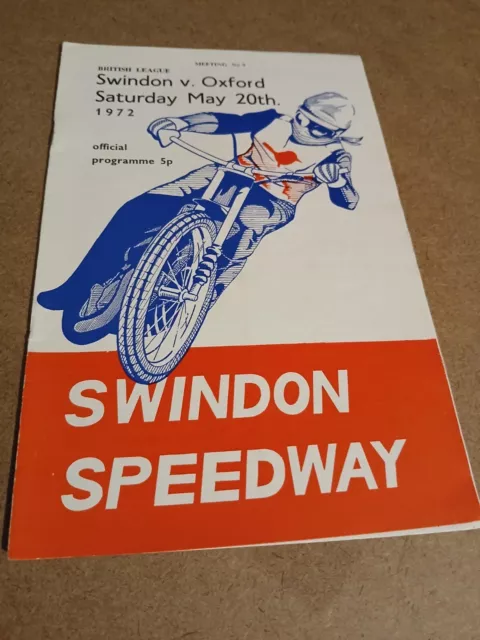 Speedway  Swindon  v  Oxford  may  1972   filled  Programme