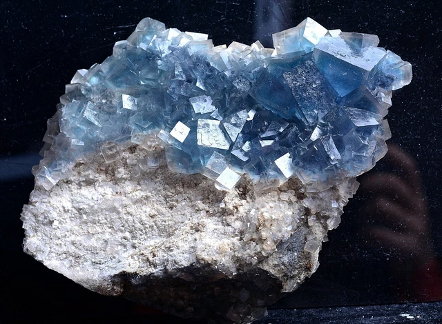 New Find Transparent Blue Cube Fluorite Crystal Cluster Mineral Specimen  1303g