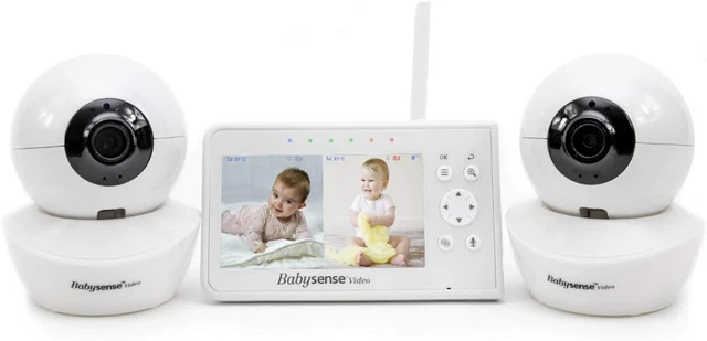 Nuevo monitor de video para bebé Babysense, pantalla dividida de 4,3" con dos cámaras, panel remoto