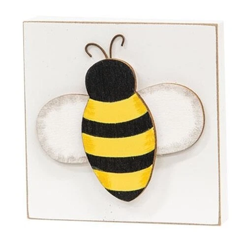Bee Icon Square Small 3.5" Wooden Block
