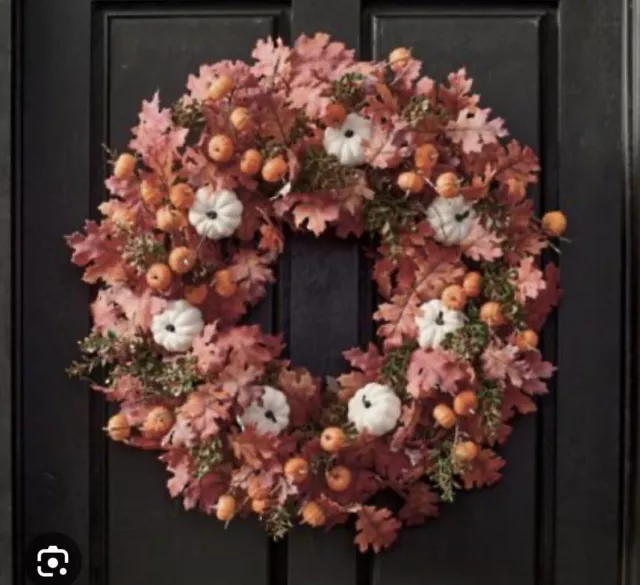 Frontgate Grandin Road Pumpkin Festival Fall Wreath Front Door 26"  NEW in Box