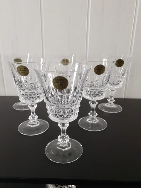 6 Verres à Vin Rouge cristal d'Arques taillé modèle MASQUERADE