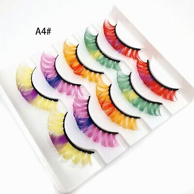 Color Russian Style Strip Lashes 9-15mm D Curl Colored Mink False Eyelashes Full