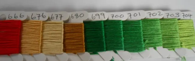 DMC Stranded Threads 10 quarter skeins on paper bobbins 666 - 704