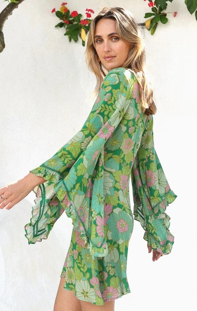 NINE LIVES BAZAAR ~ Vixen Arcadia Flare Sleeve Mini Dress 70s AU 6 US 2  BNWT $110.00 - PicClick AU