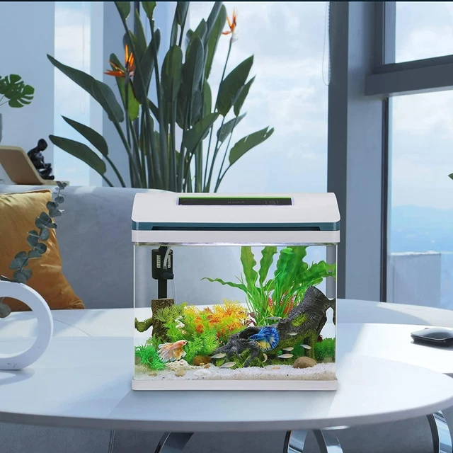 Betta Fish Tank Glass 5 Gallon Self Cleaning Small Aquarium Starter Kits Desktop 6