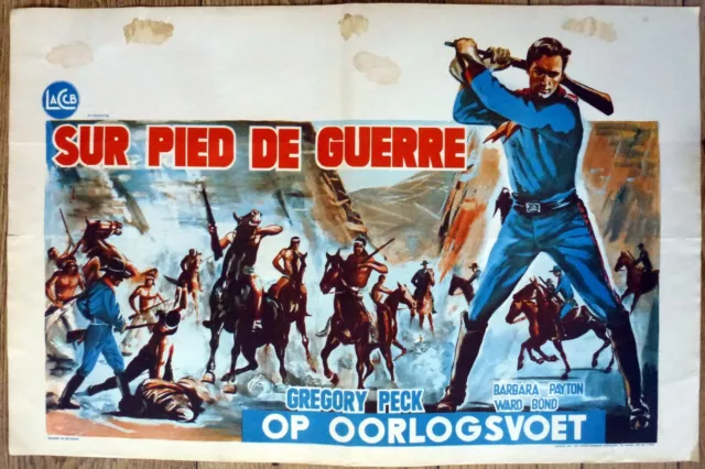 belgian poster western ressue ONLY THE VALIANT, GREGORY PECK, INDIENS
