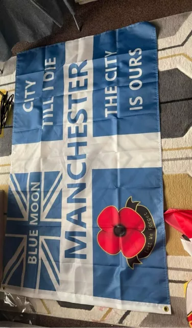 Manchester City Flag (3x5ft) Man City Flag MCFC The Treble MCFC Flag