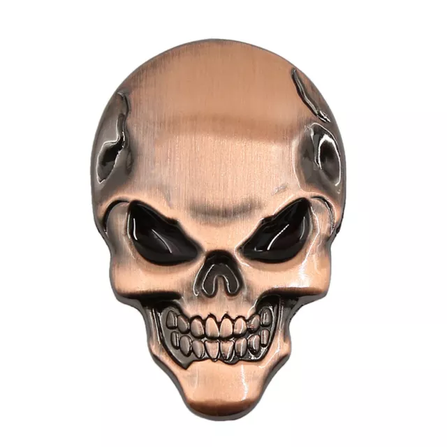 Tête de Mort 3D en métal Forme d'os Badge autocollant emblème voiture en cuivre