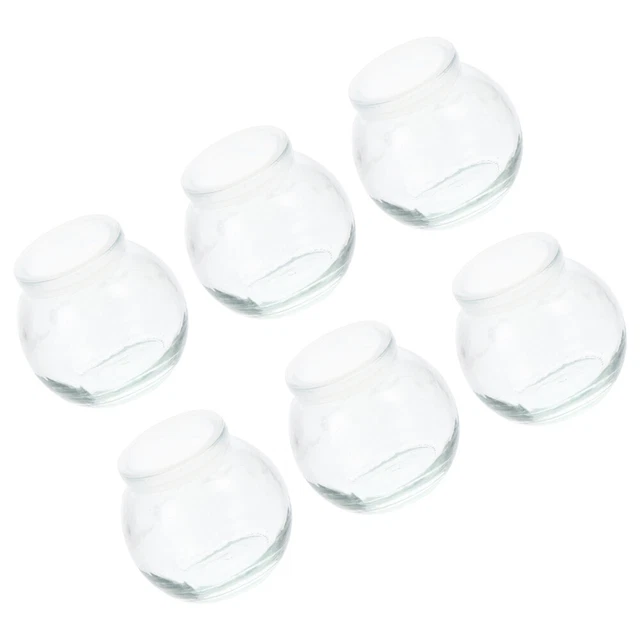 6 piezas de vidrio de pudín de vidrio plástico recipiente de vidrio con tapa latas de almacenamiento